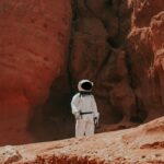 Future astronaut vet standing on the surface of Mars.