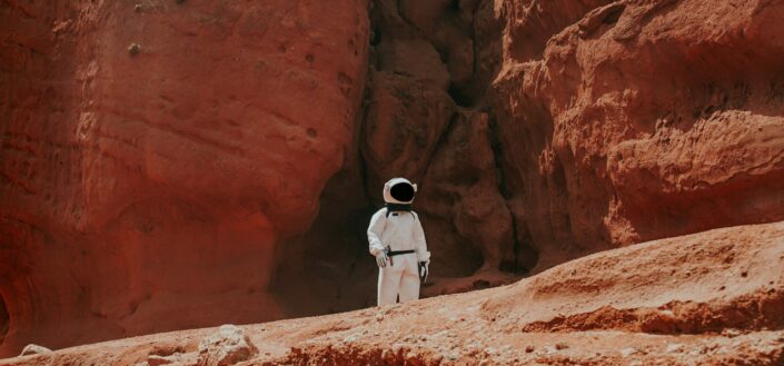 Future astronaut vet standing on the surface of Mars.